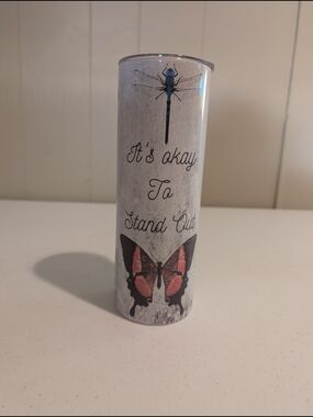 Motivational Butterfly Dragonfly Tumbler - Pink Accents